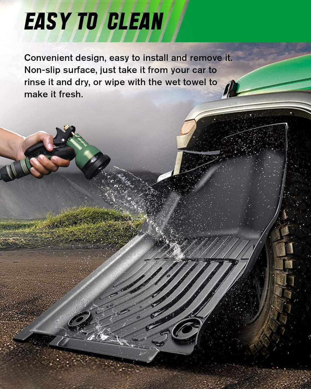 Black TPE All Weather Car Floor Mats Full Set E288534