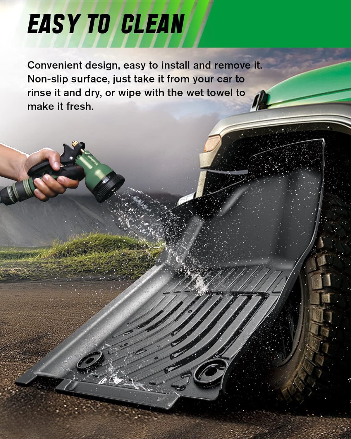 Black TPE All Weather Car Floor Mats Full Set E288534