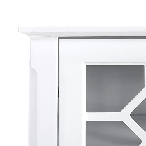 White Glass Door Sideboard Buffet Cabinet with Adjustable Shelves N805586