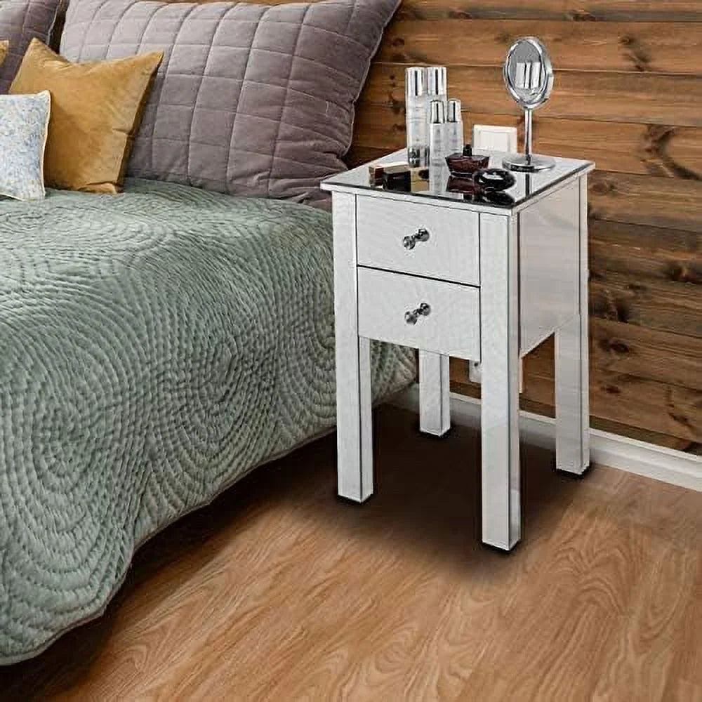 Mirrored Nightstand with 3 Drawers U518590
