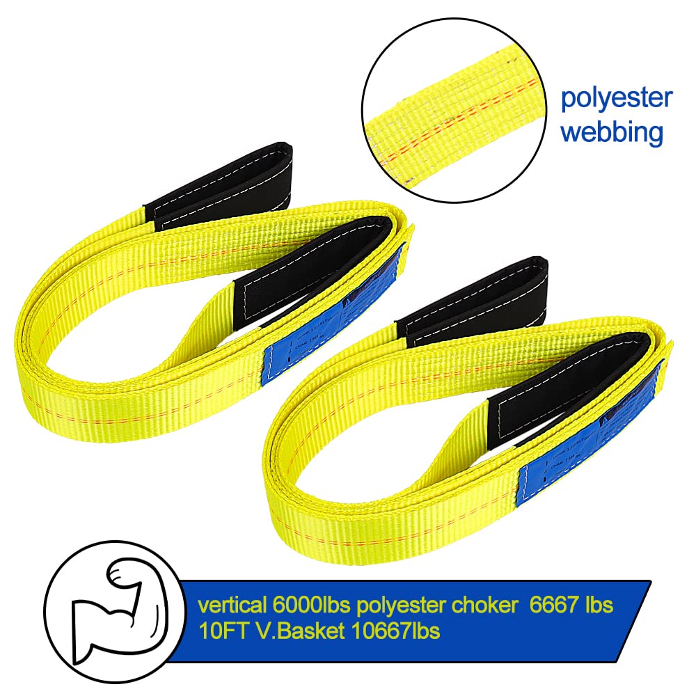 10'x2 Nylon Tow Strap 2 Pack 15,000lbs Heavy Duty Lifting Sling X36219