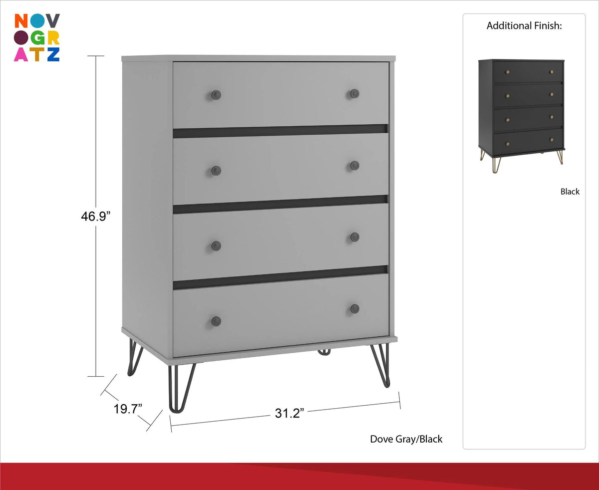 Black 4 Drawer Dresser U8175