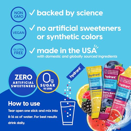 Hydration Electrolyte Powder Stick Packets Lemonade 30 Count V654978