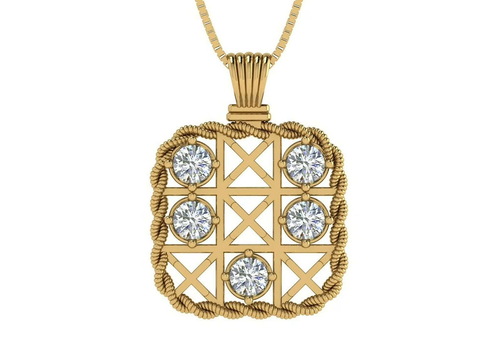 Yellow Gold Plated Sterling Silver Tic Tac Toe Necklace S943265