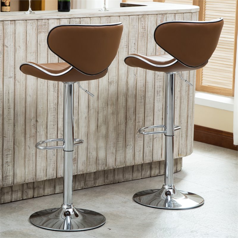 Faux Leather Swivel Barstool in Camel - Set of 4 C1106