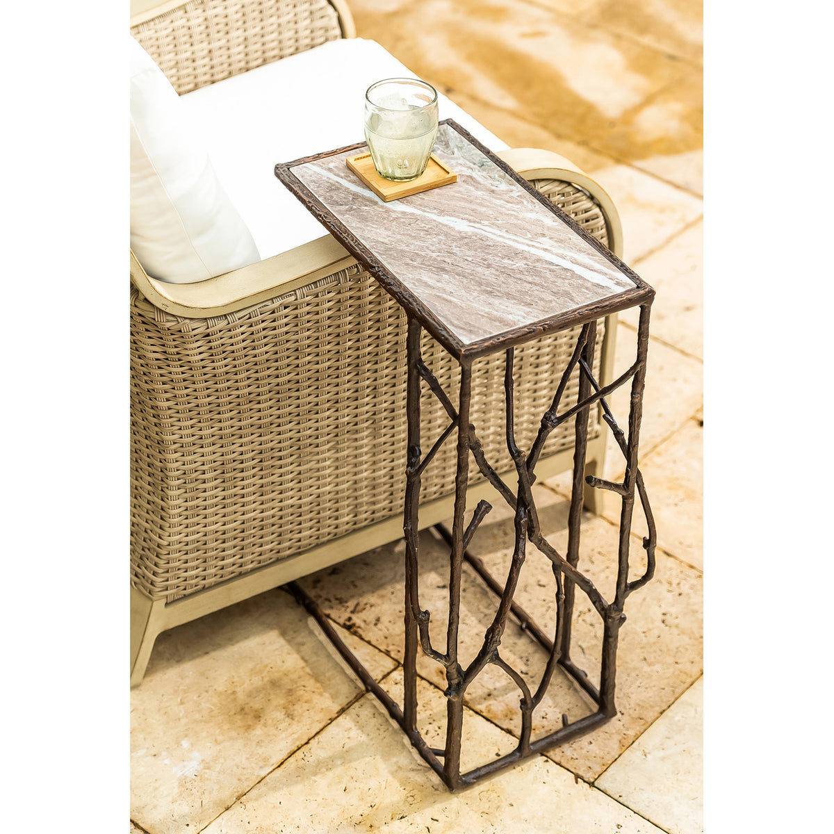 Indoor/Outdoor Pull-Up Table with Marble Top C68249