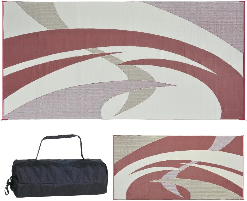 Reversible Outdoor Camping Mat, Brown/Beige, 9-Feet x 12-Feet Q12716