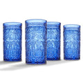 Blue Set of 4 Highball Drinking Glasses Y861