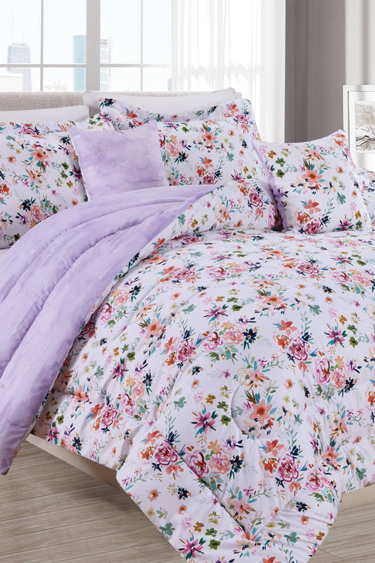 Digital Printed Reversible Comforter Set Full/Queen O23340