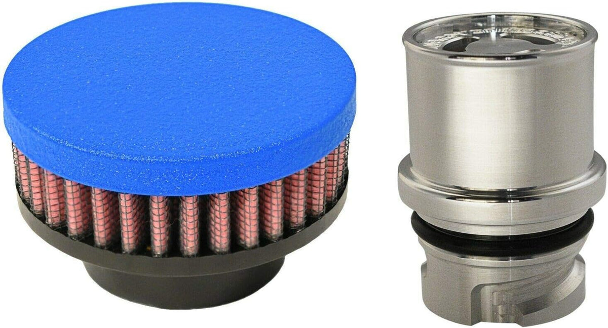 Billet Baffled Valve Cover Breather Oil Cap Flat Black Pack of 2 L10689