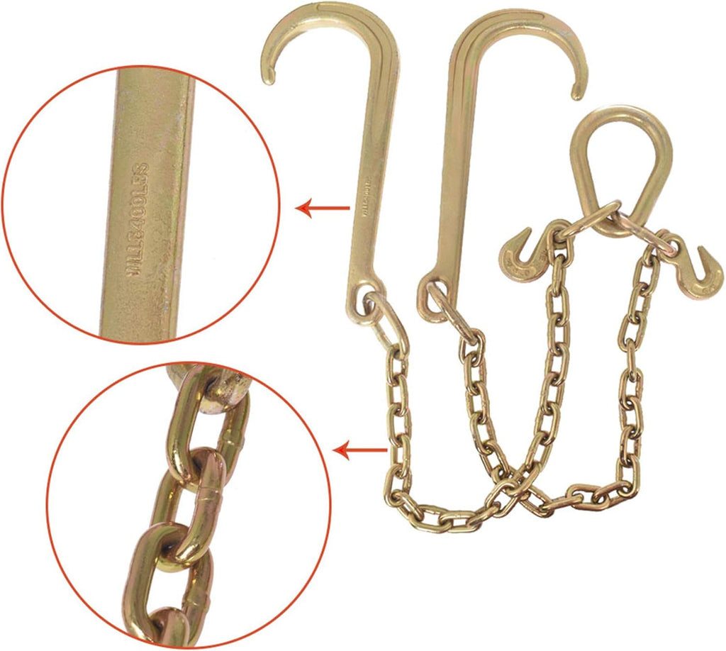 5/16 x 10 FT Grade 70 Tow Chain with 15 J Hook and T Hook Mini J Hook, Pack of 2 L769741