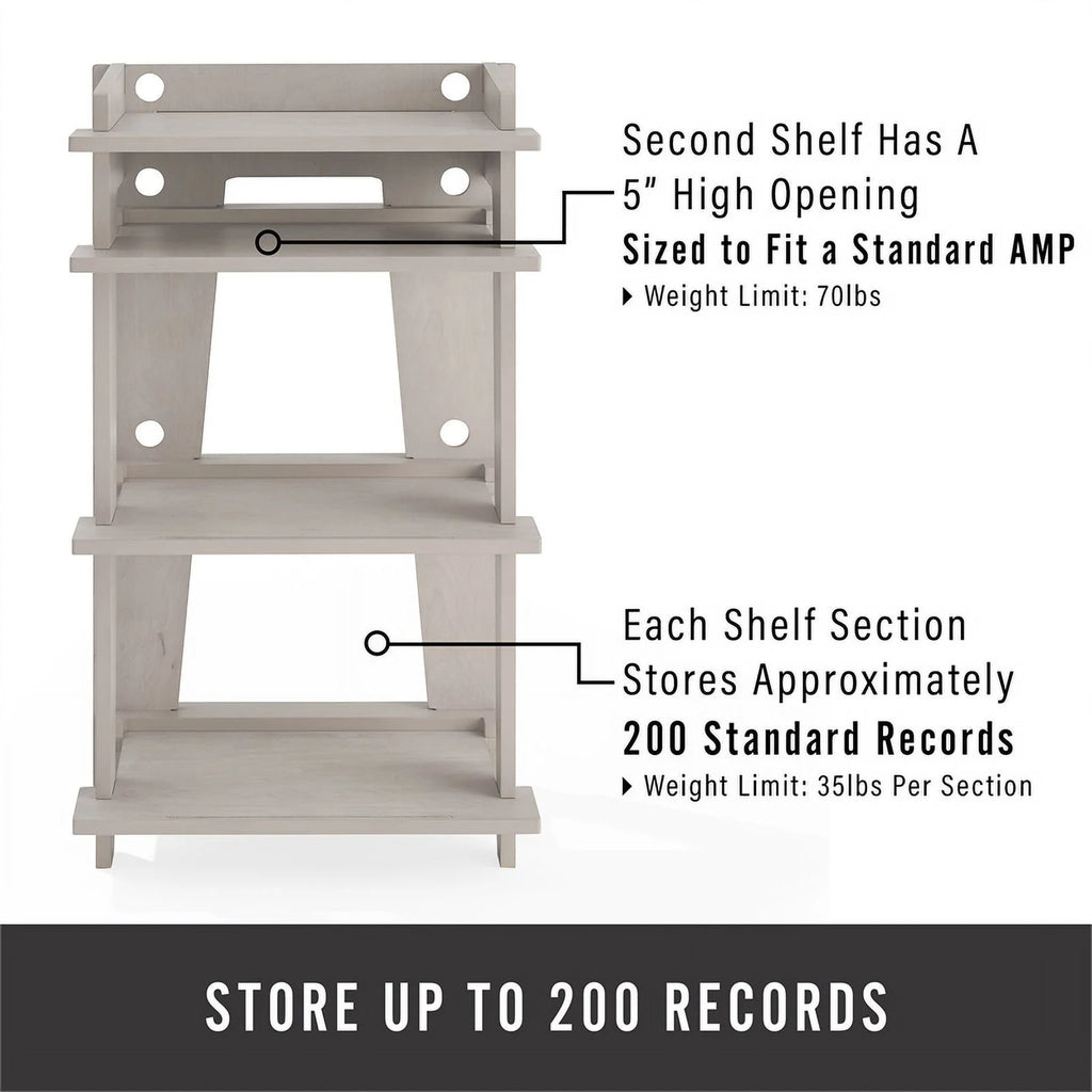 Gray MDF Wood and Birch Veneer Turntable Stand H495