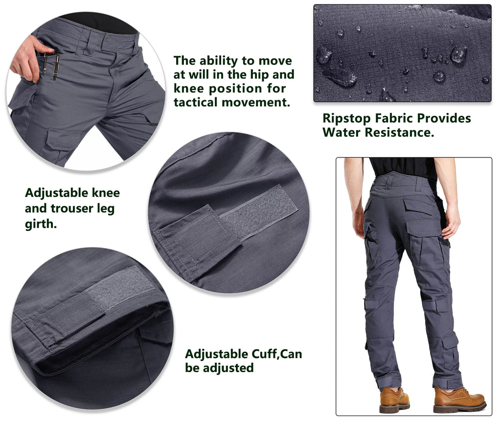 Men's Outdoor Hiking Cargo Work Pants with 10 Pockets E848