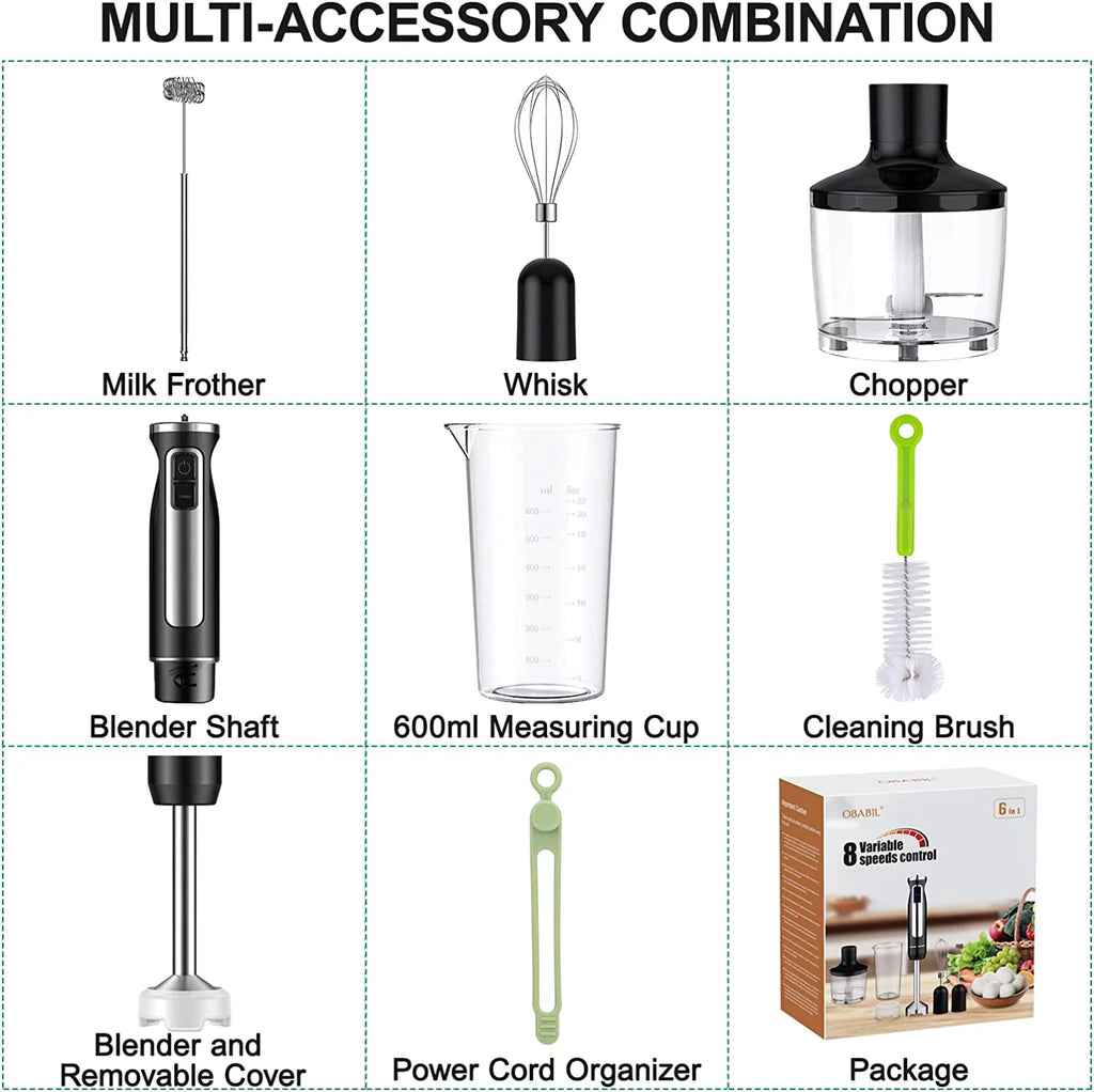 Hand Blender 500 Watt 8 Speed Black U31967