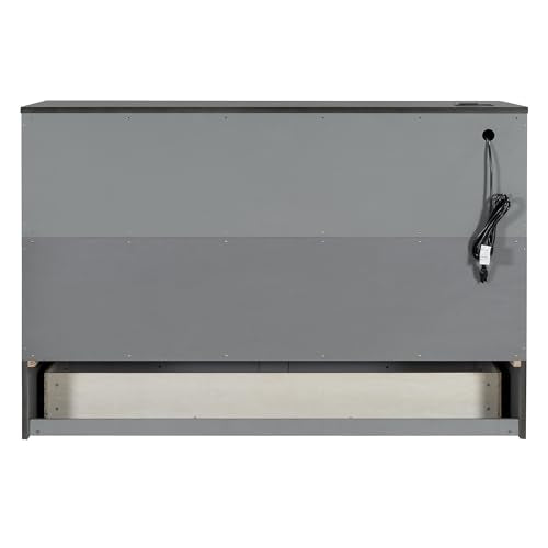Queen Size Murphy Bed with Storage Drawer & Charging Station H915737