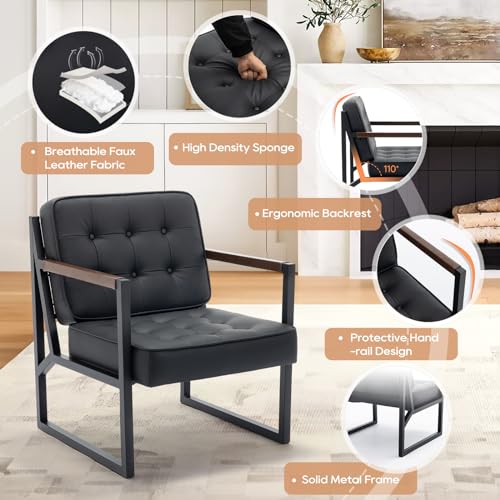 Black Faux Leather Accent Chair Set of 2 A388
