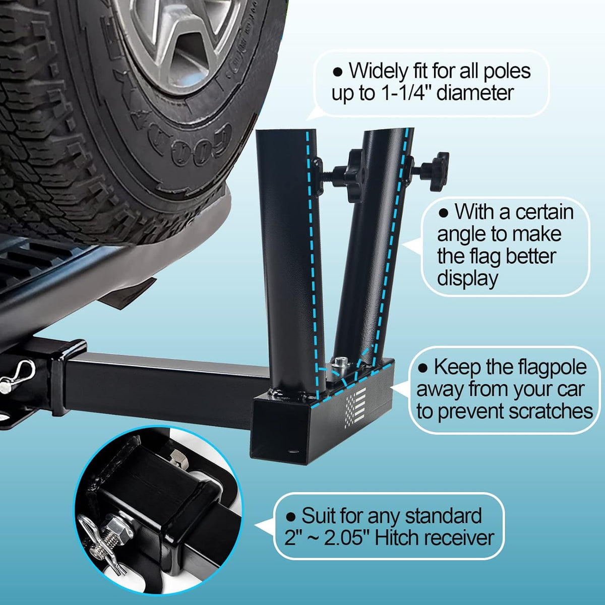 Universal Flag Hitch Mount with Anti-Wobble Screws Q78234