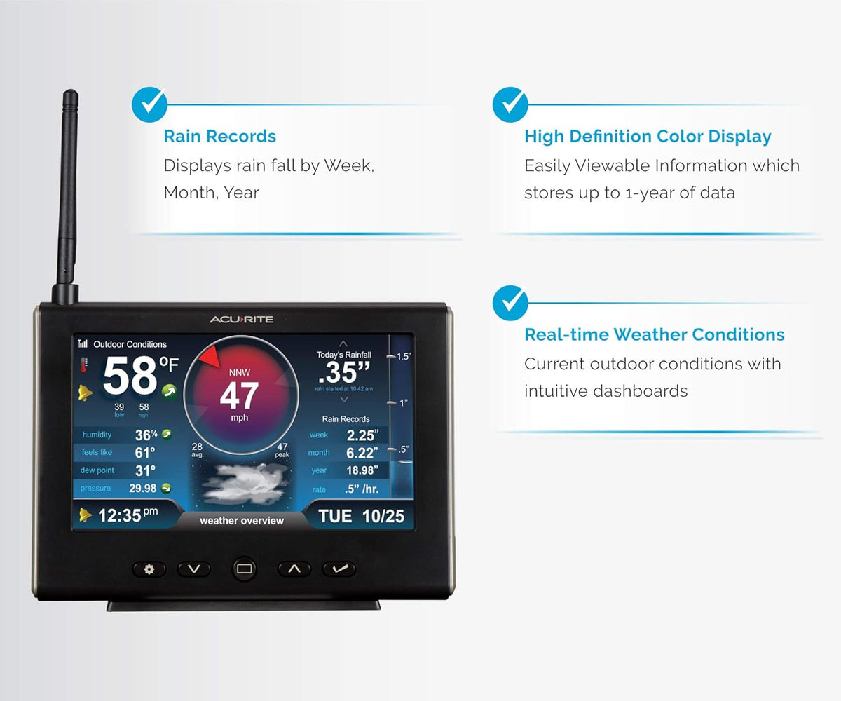 White Black Weather Station with HD Display I341051