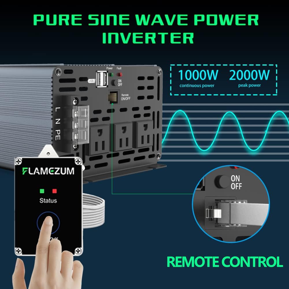 1000W Pure Sine Wave Inverter 12V to 110V X84854