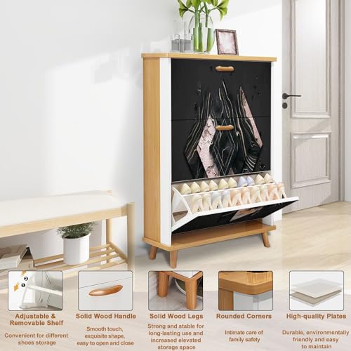 3 Flip Drawers Wooden Shoe Cabinet H275