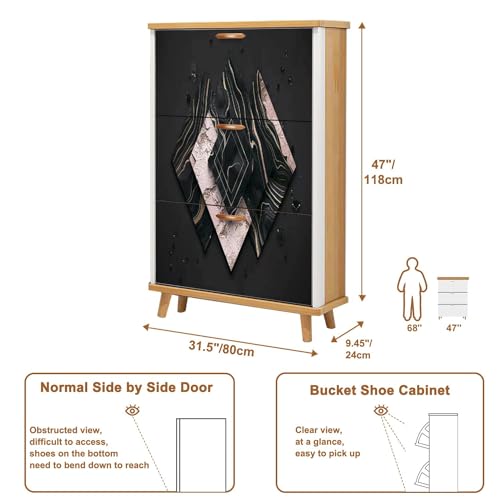 3 Flip Drawers Wooden Shoe Cabinet H275