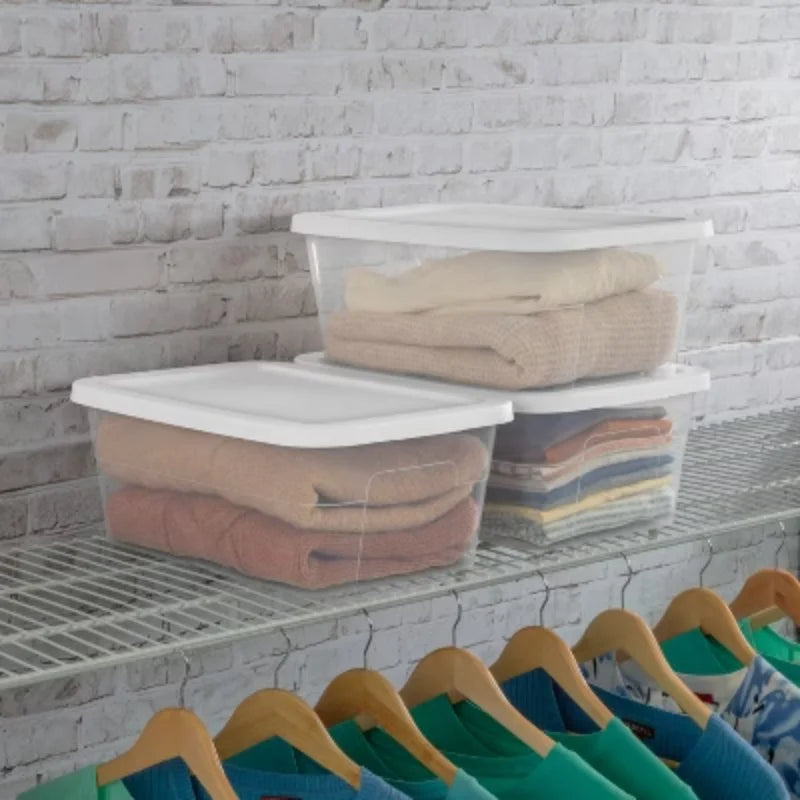 16qt Clear Storage Box with White Lid O954437