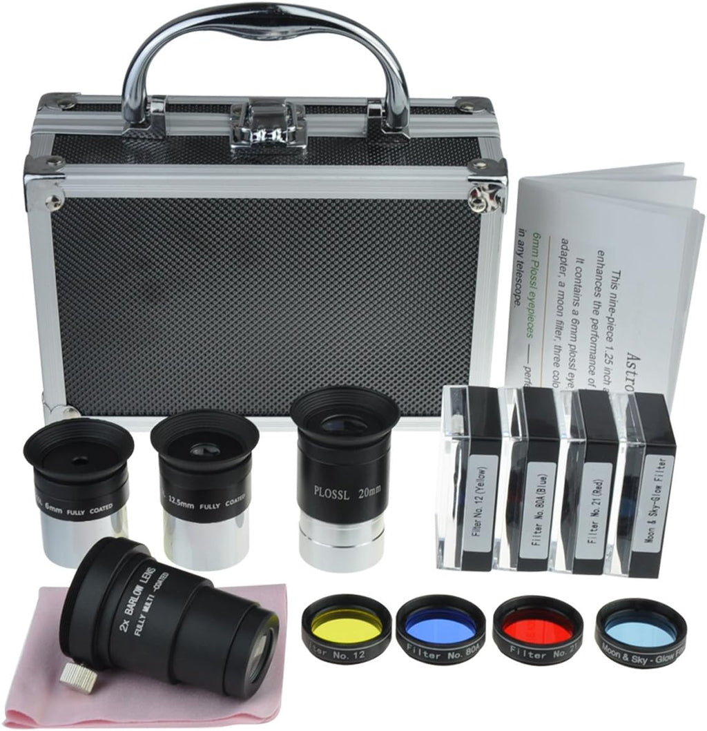 Astronomical Telescope Accessory Kit with Eyepieces, Filter Set, Barlow Lens J44304