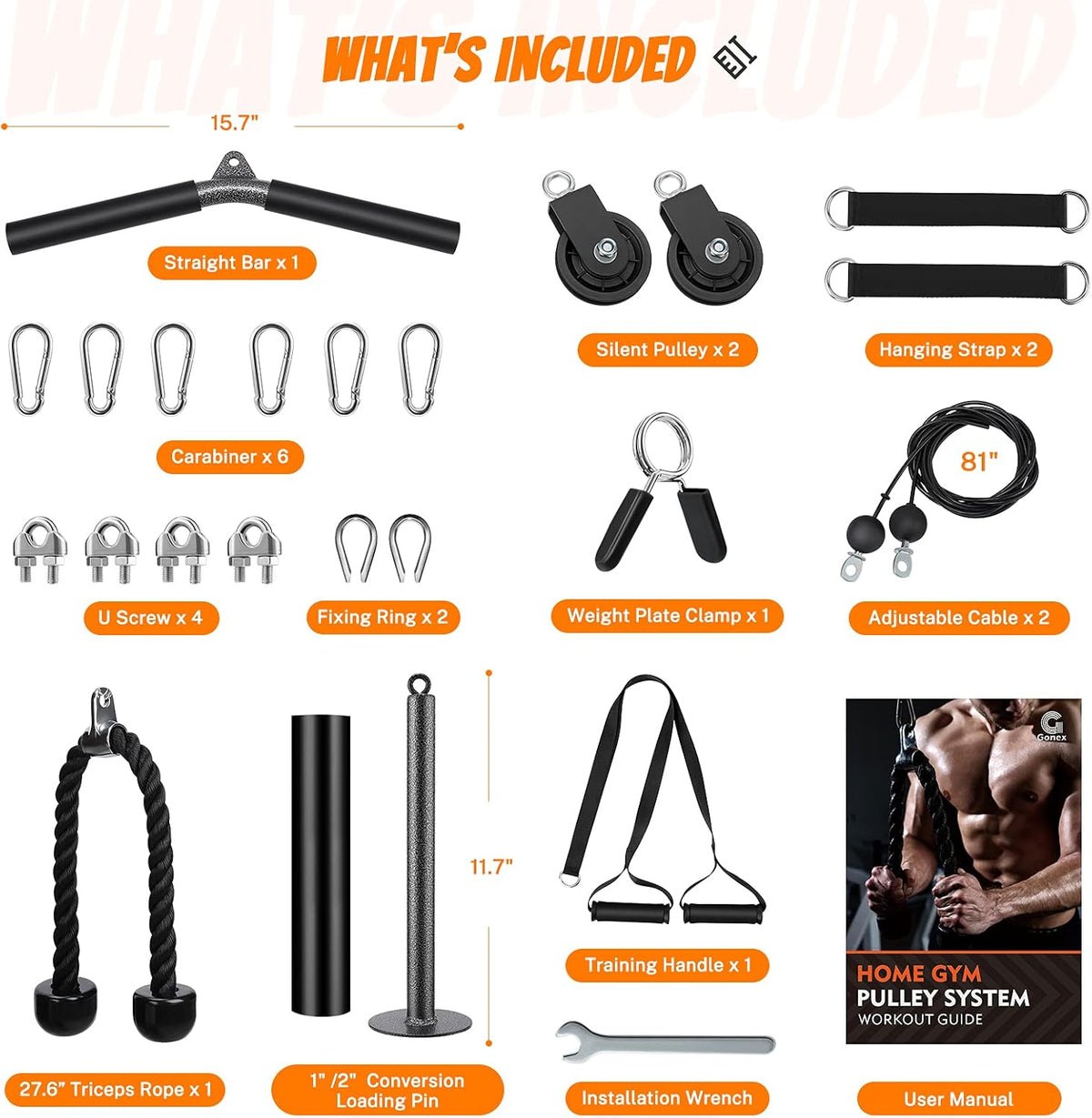 2 Weight Cable Pulley System for Home Gym I4627