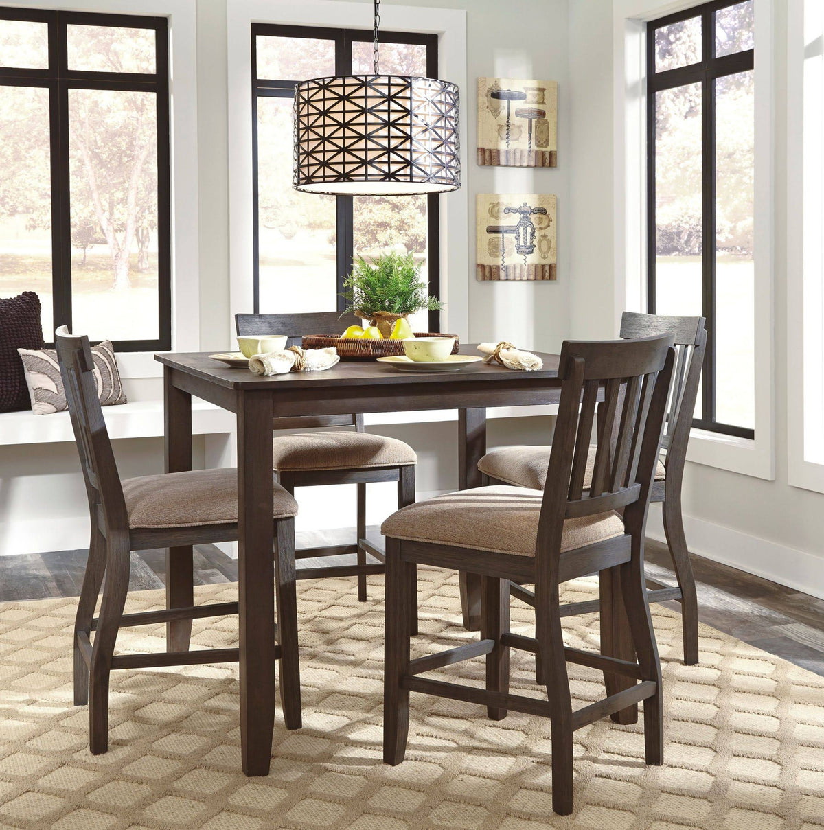 Grayish Brown Upholstered Barstool Set of 2 I772