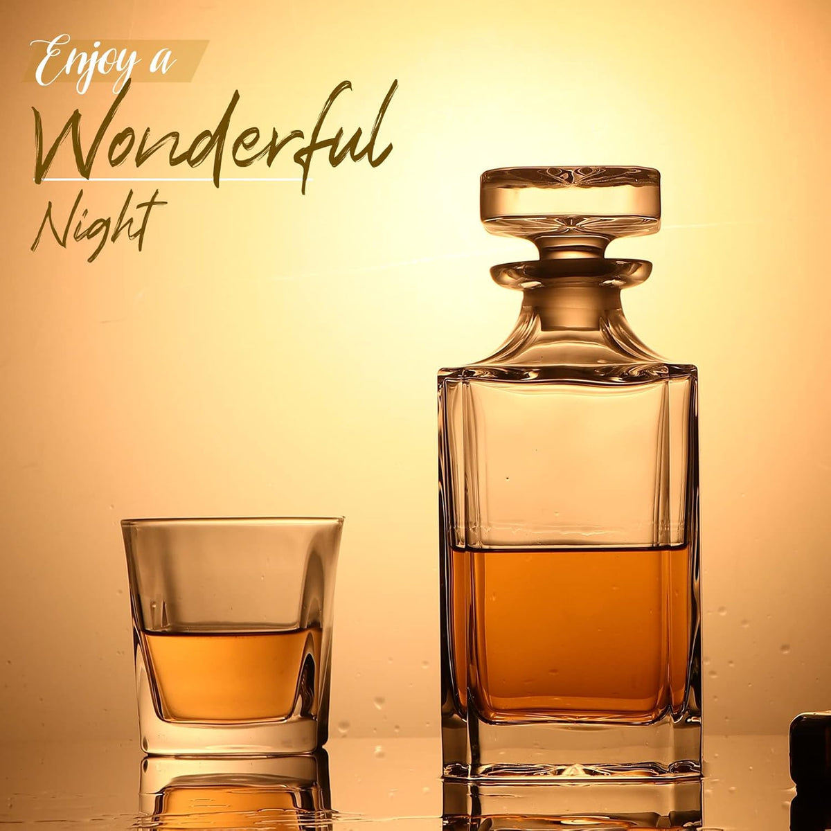 Glass Decanter with Airtight Stopper, 25.97 oz V682311