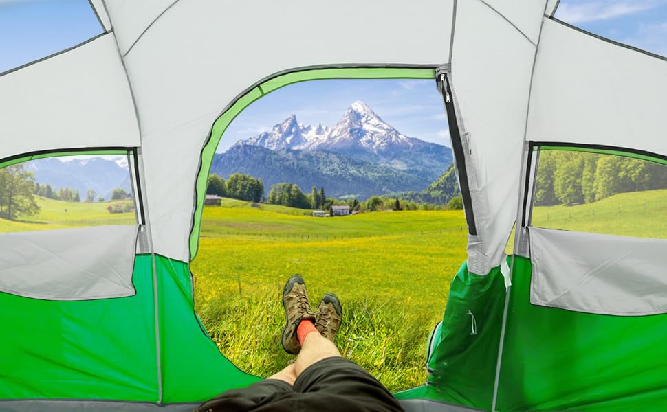 8 Person Weather Resistant Camping Tent with Carry Bag A37502