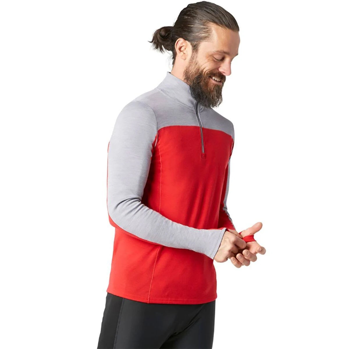 Merino Sport 250 Long-Sleeve 1/4-Zip Top Light Gray Heather/Cardinal Red O969