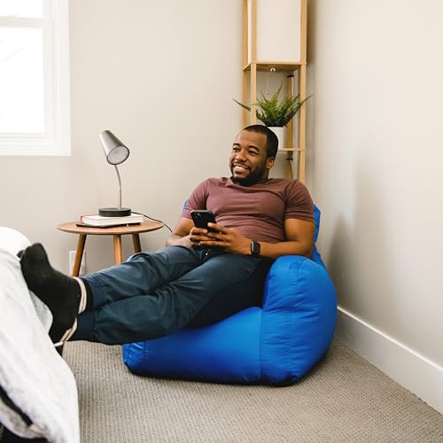 Black Durable Polyester Nylon Blend Bean Bag Chair with Drink Holder and Pocket, 3 feet H814991
