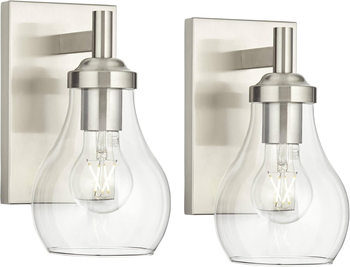 Set of 2 Brushed Nickel Wall Light Sconces X946