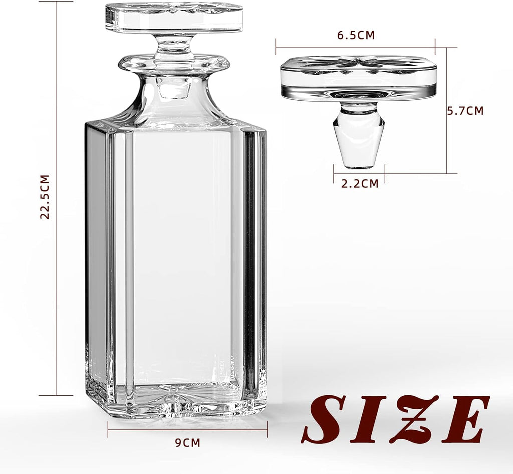 Glass Decanter with Airtight Stopper, 25.97 oz V682311
