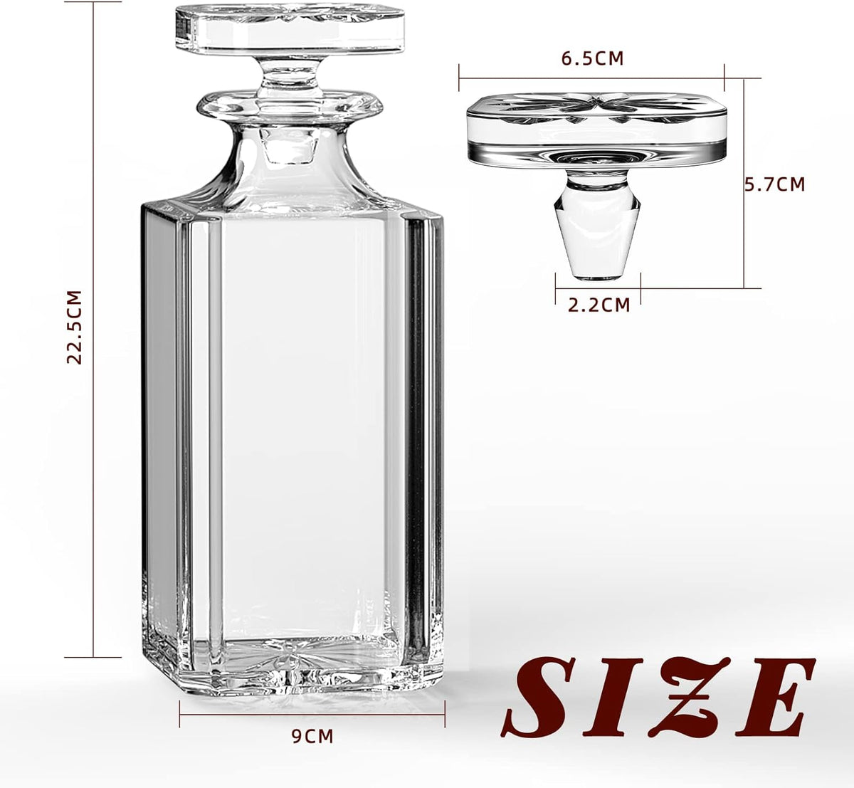 Glass Decanter with Airtight Stopper, 25.97 oz V682311