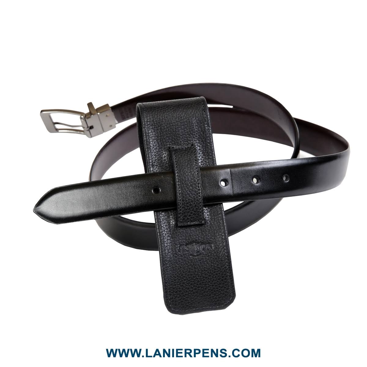 Black Leather Two Pen Case J322253