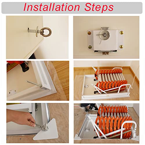 White 13 Steps Retractable Attic Ladder Q30609