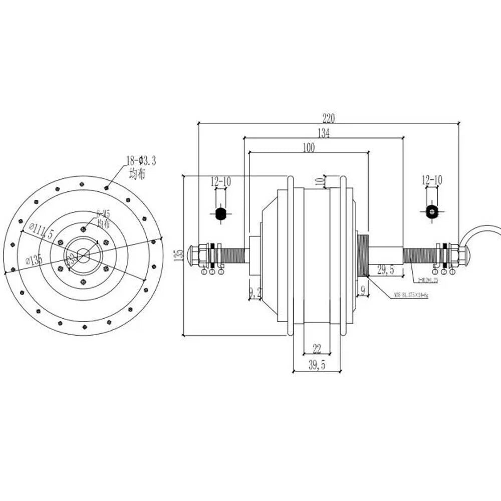 20'' 36V 250W E-Bike Rear Wheel Motor Conversion Kit D5630