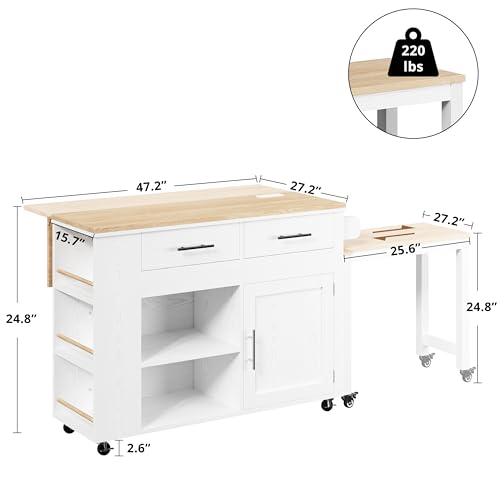 Kitchen Island Cart with Drawers and Power Outlet K519319