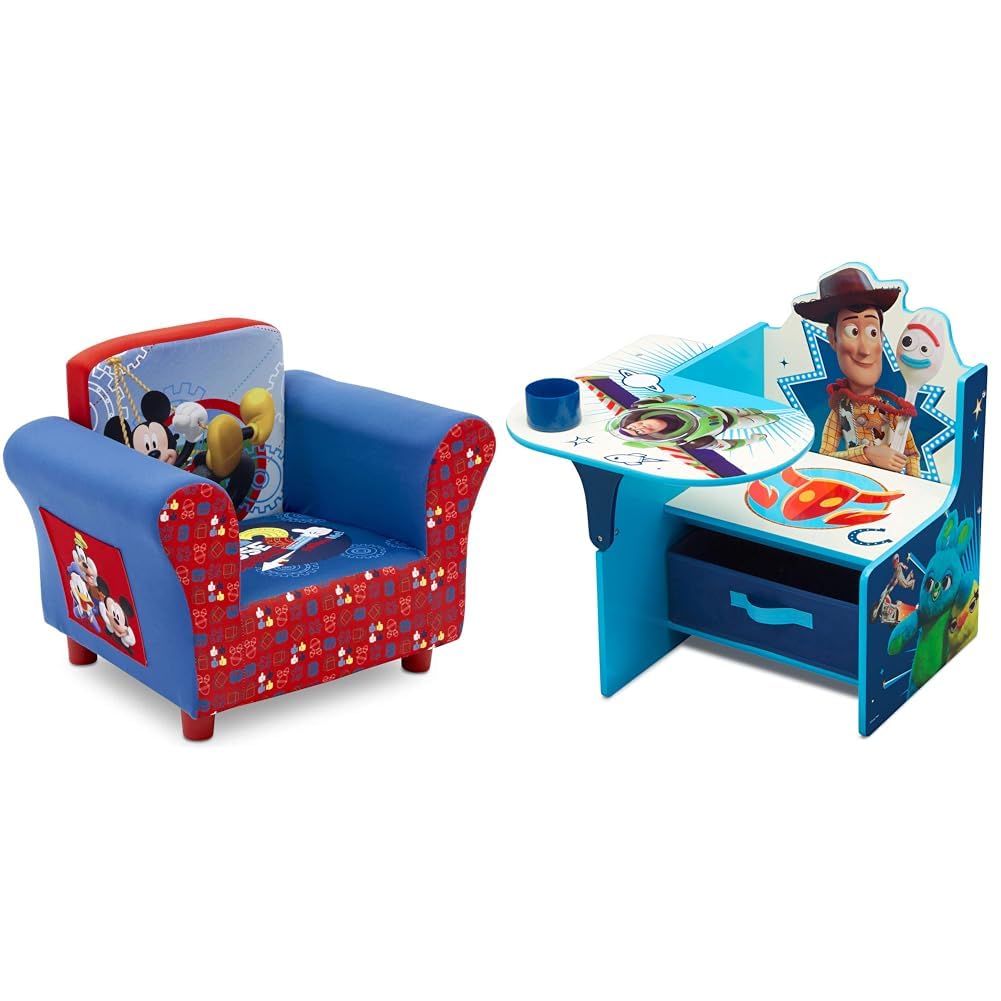 Upholstered Chair and Chair Desk with Storage Bin E837