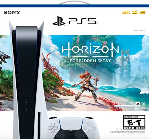 Playstation 5 Disc Version Console Horizon Forbidden West Bundle - 4K-TV Gaming, 16-GB GDDR6 RAM, 8K Output, WiFi 6, 825GB SSD F3014