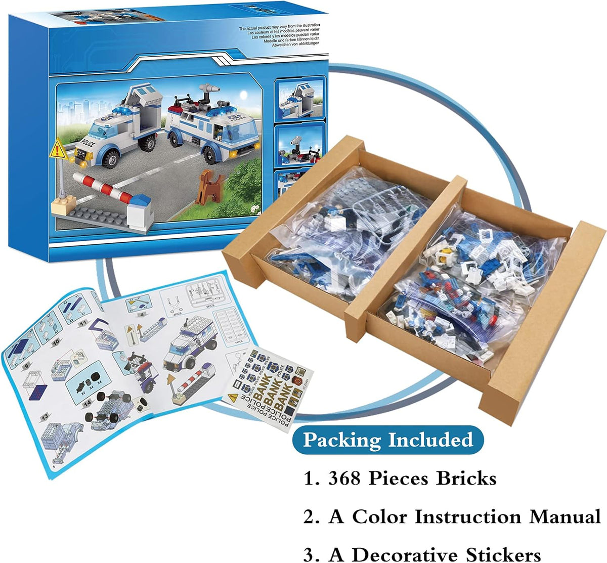 368 PCS City Police Building Set with 4 Mini Dolls V3288