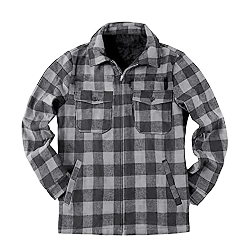 Mens Long Sleeve Sherpa Lined Flannel Shirt Jacket C7125