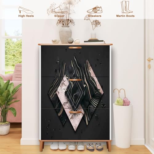3 Flip Drawers Wooden Shoe Cabinet H275