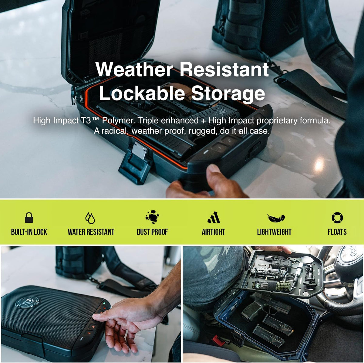 Waterproof Electronic Lock Handgun Case with Backlit Keypad K77069