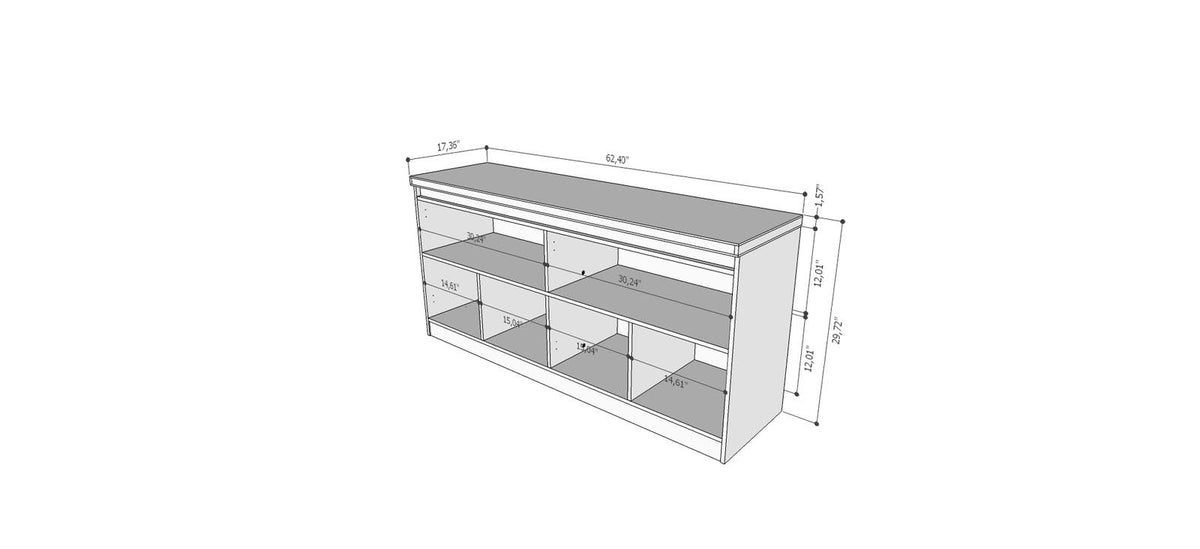 Nut Brown Buffet Cabinet with 6 Shelves W7529