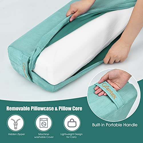 Yoga Bolster Pillow with Carry Handle, Removable Machine Washable Soft Suede Pillowcase B69266