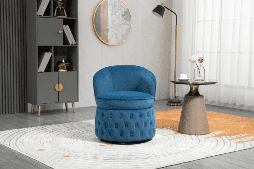 Beige Swivel Velvet Barrel Chair X3645
