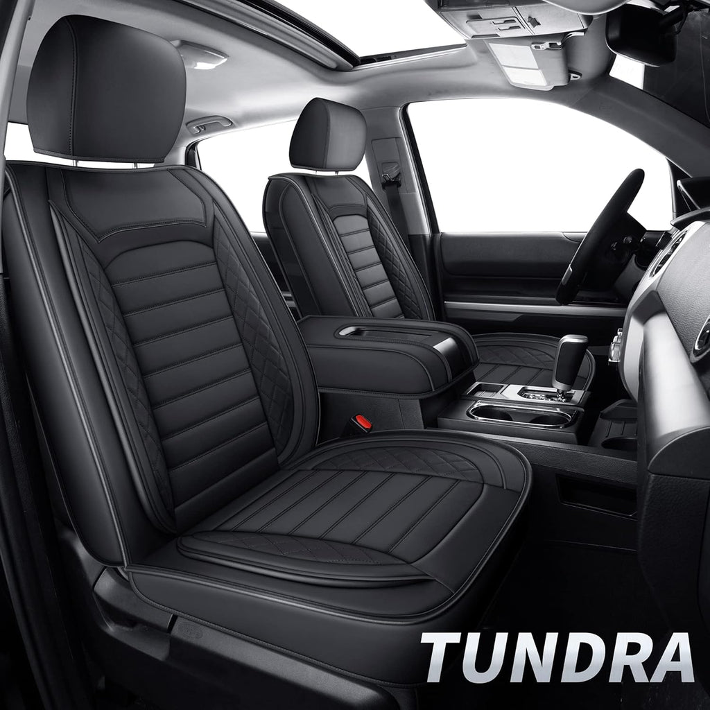 Black Faux Leather Seat Covers Front Set 2 pcs P831